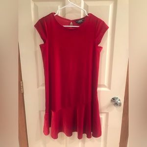 Lands End Kids XL (16) red velvety dress- flawless used condition